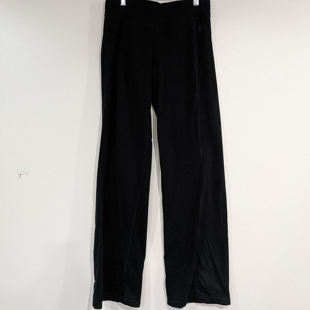 lululemon Wide Leg Joggers with Embroidered Logo Black Size 6